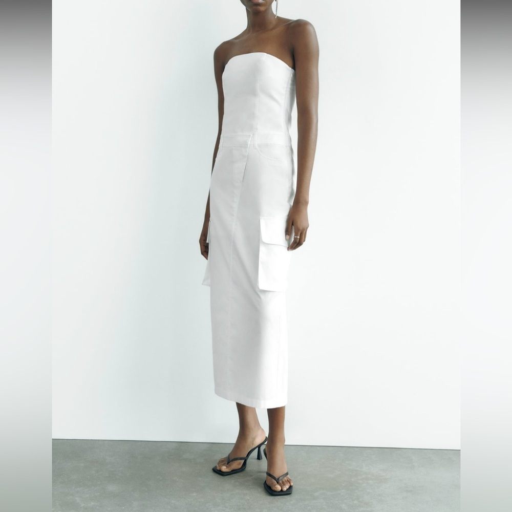 Zara Cargo White Strapless Tube jumpsuit dress